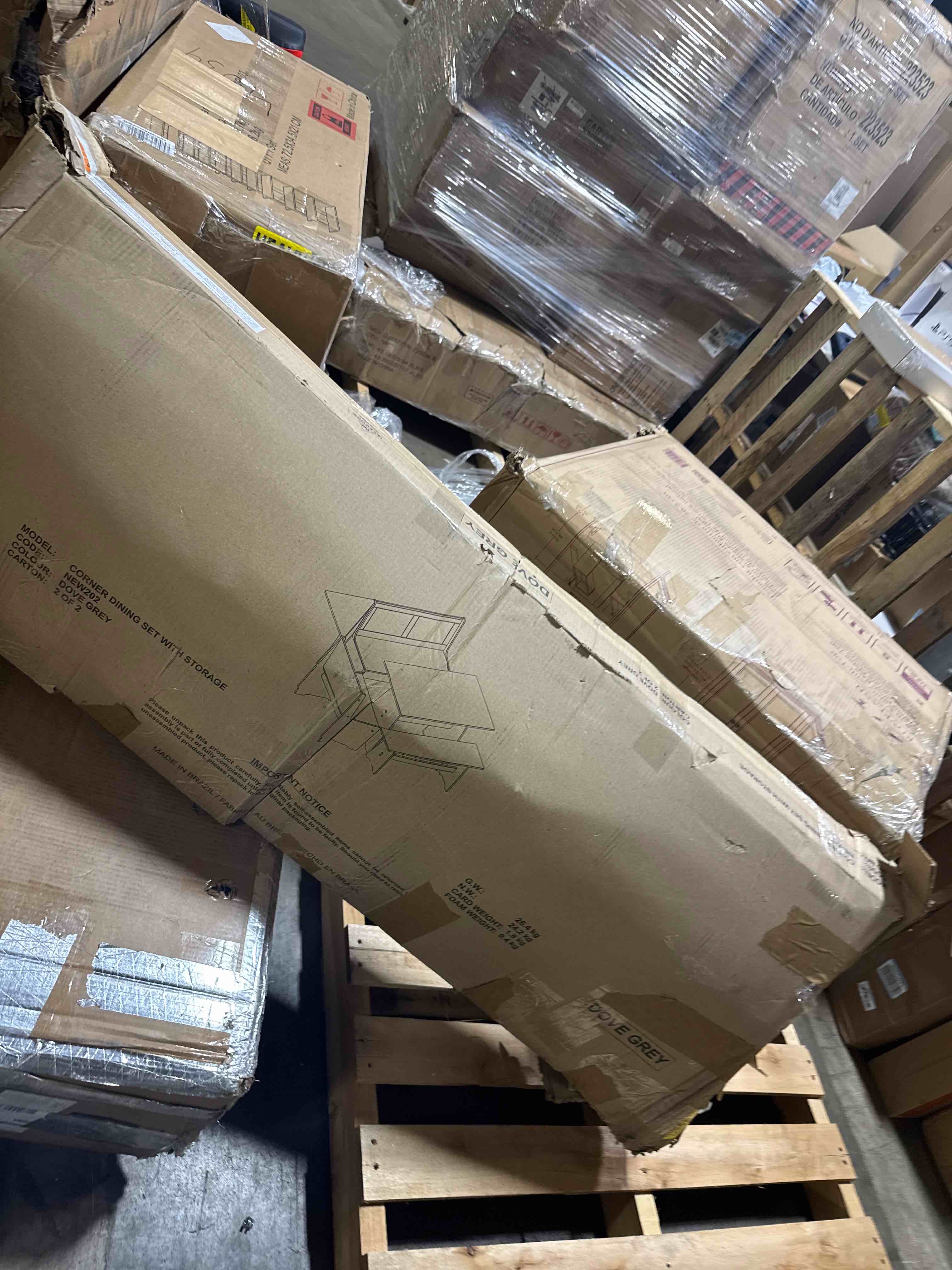 Condition photo showing Good Condition for Corner Dining Set with Storage Dove Grey ( Incomplete Box 2 of 2)