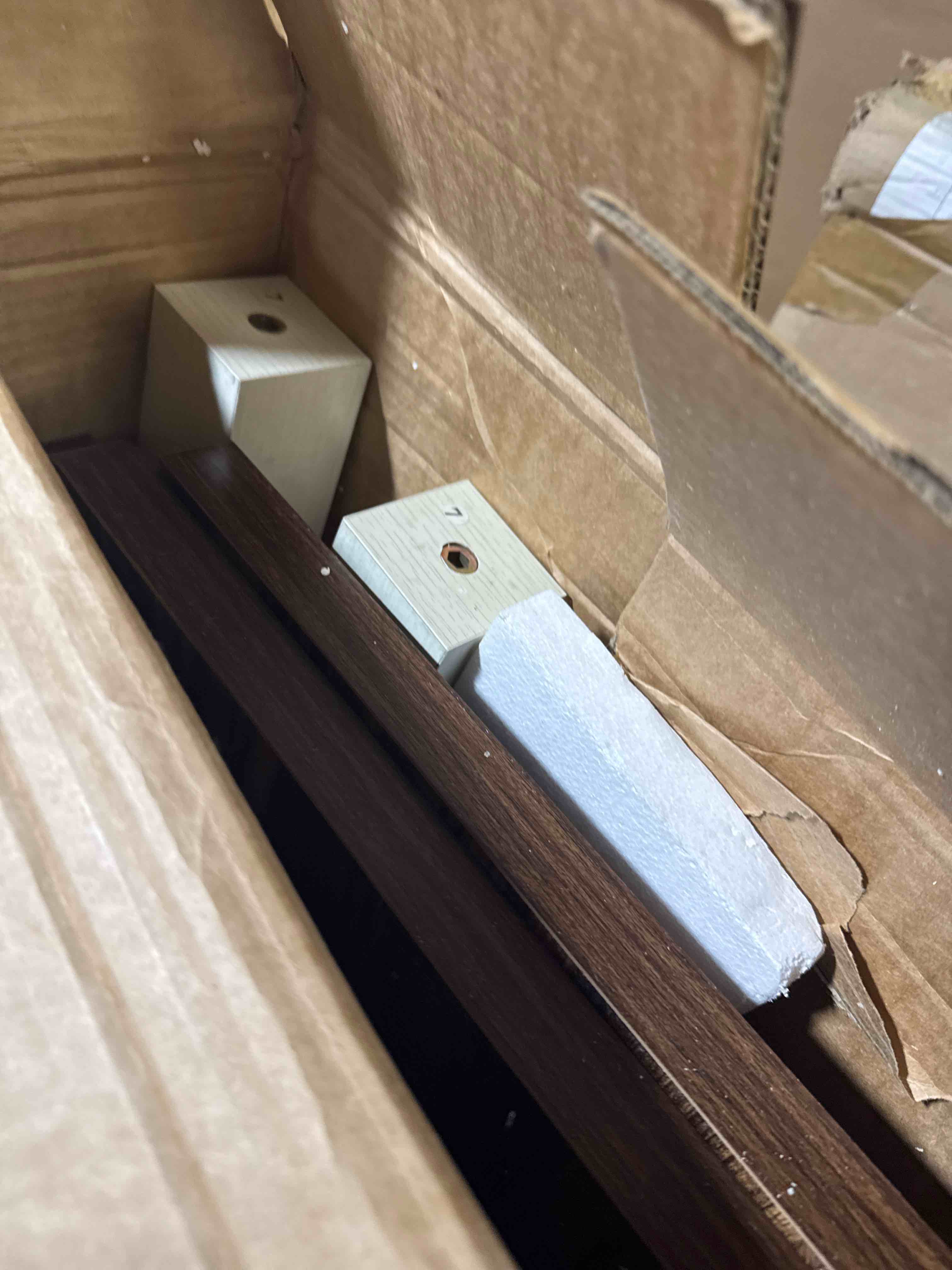 Condition photo showing As Is for 55" Farmhouse Kitchen Table with 2 Benches 3-Piece Wooden Dining set