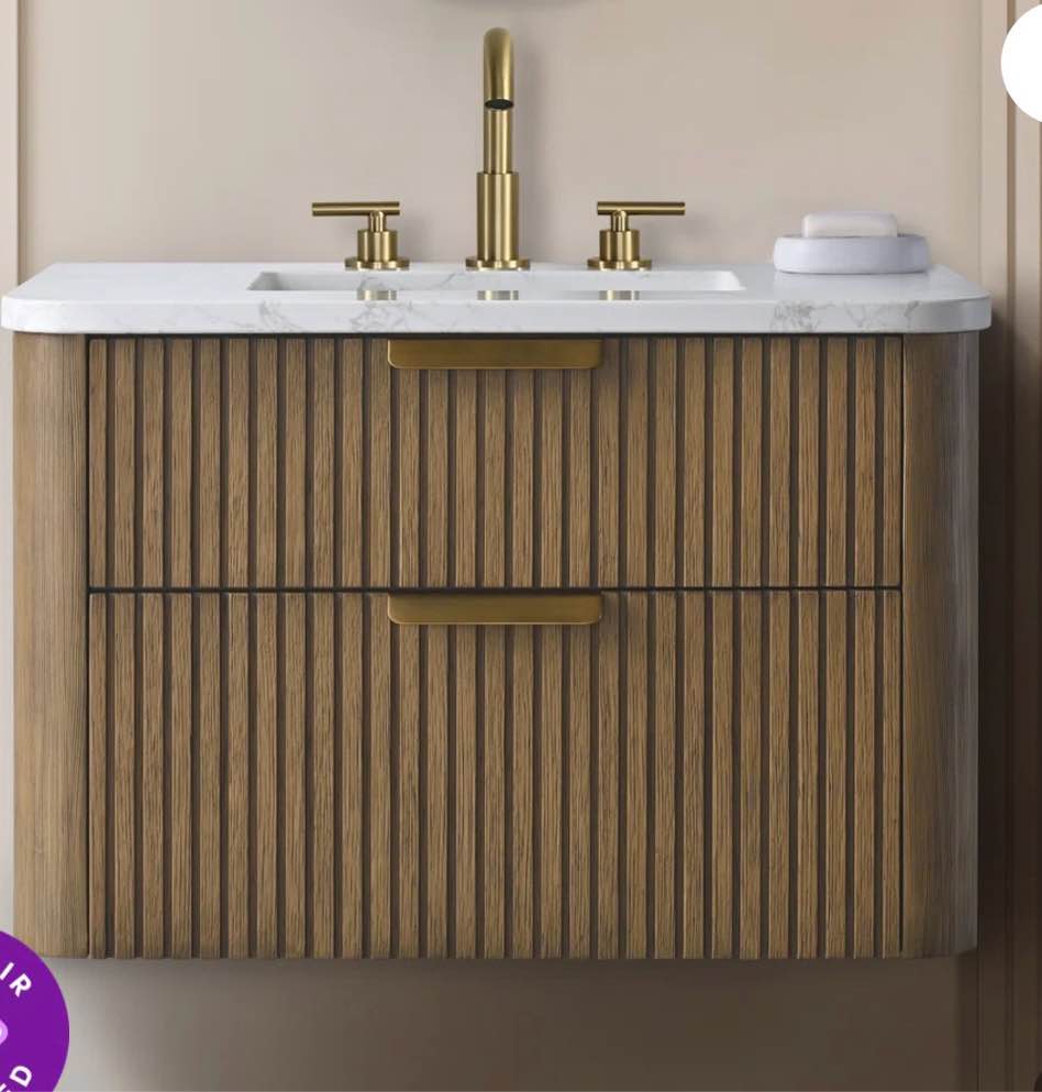 Liljan 30" Wall Mounted Single Bathroom Vanity with Engineered Stone Top ( BROKEN TOP) 