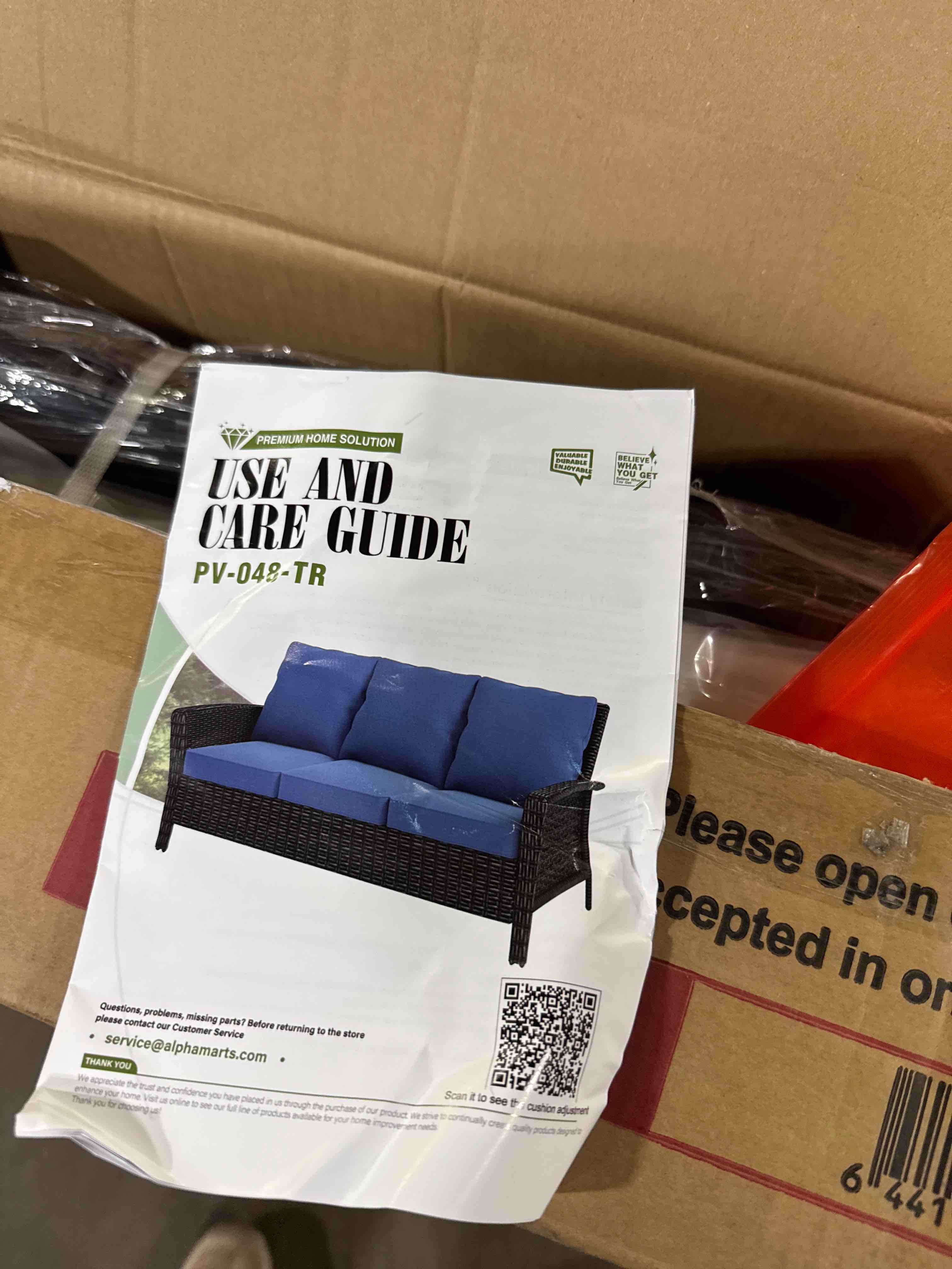Condition photo showing New/Like New for Premium Home Solution PV-048-TR1 Outdoor 3- seater sofa ( 2 Boxes Total)