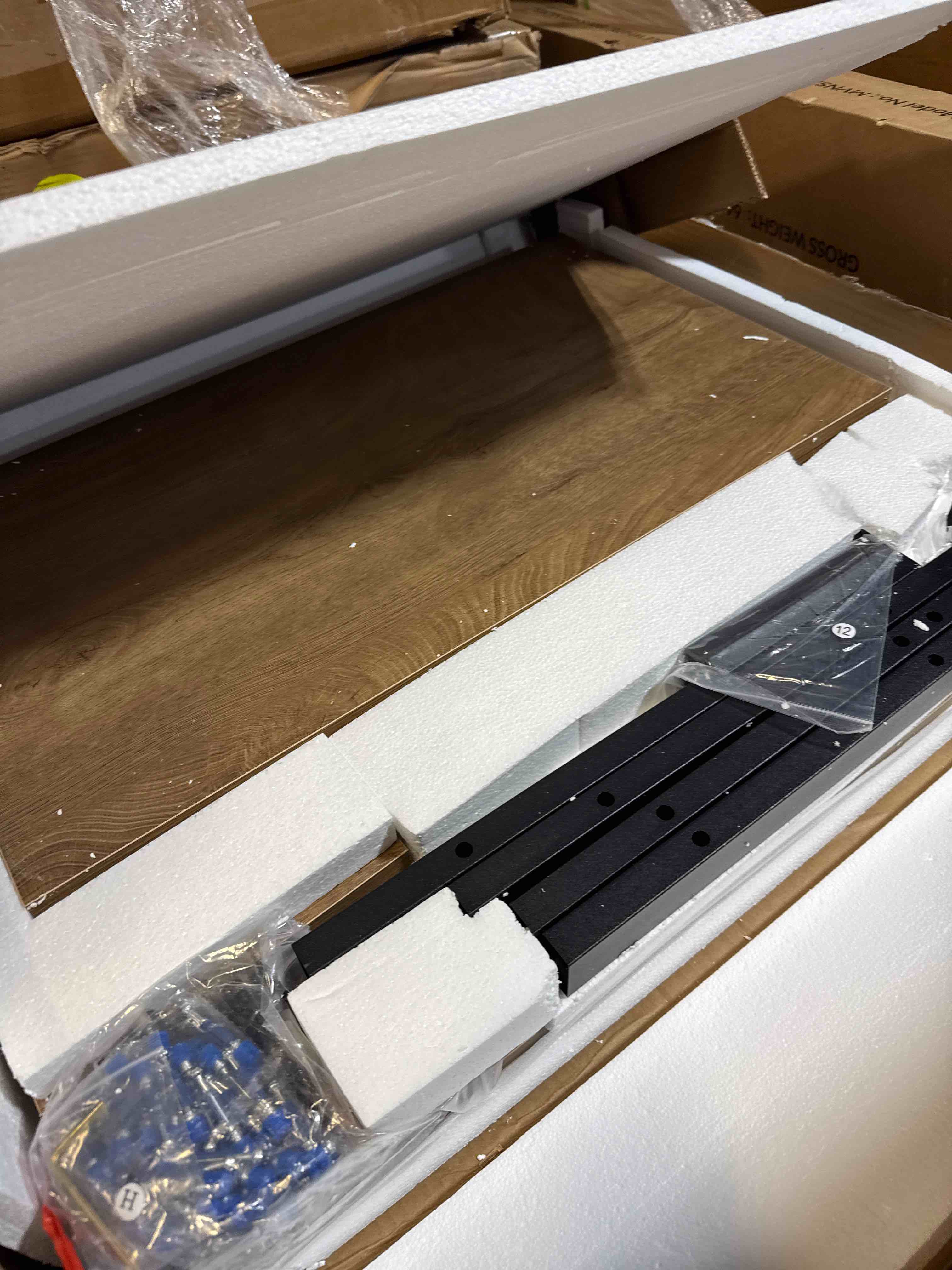 Condition photo showing Good Condition for Tribesigns 55.1" W Conference Table for 4 People, Small Meeting Table with Thick Tabletop and Double Trapezoidal Legs, Modern Wood Seminar Desk Office Furniture for Conference Room,Light Brown