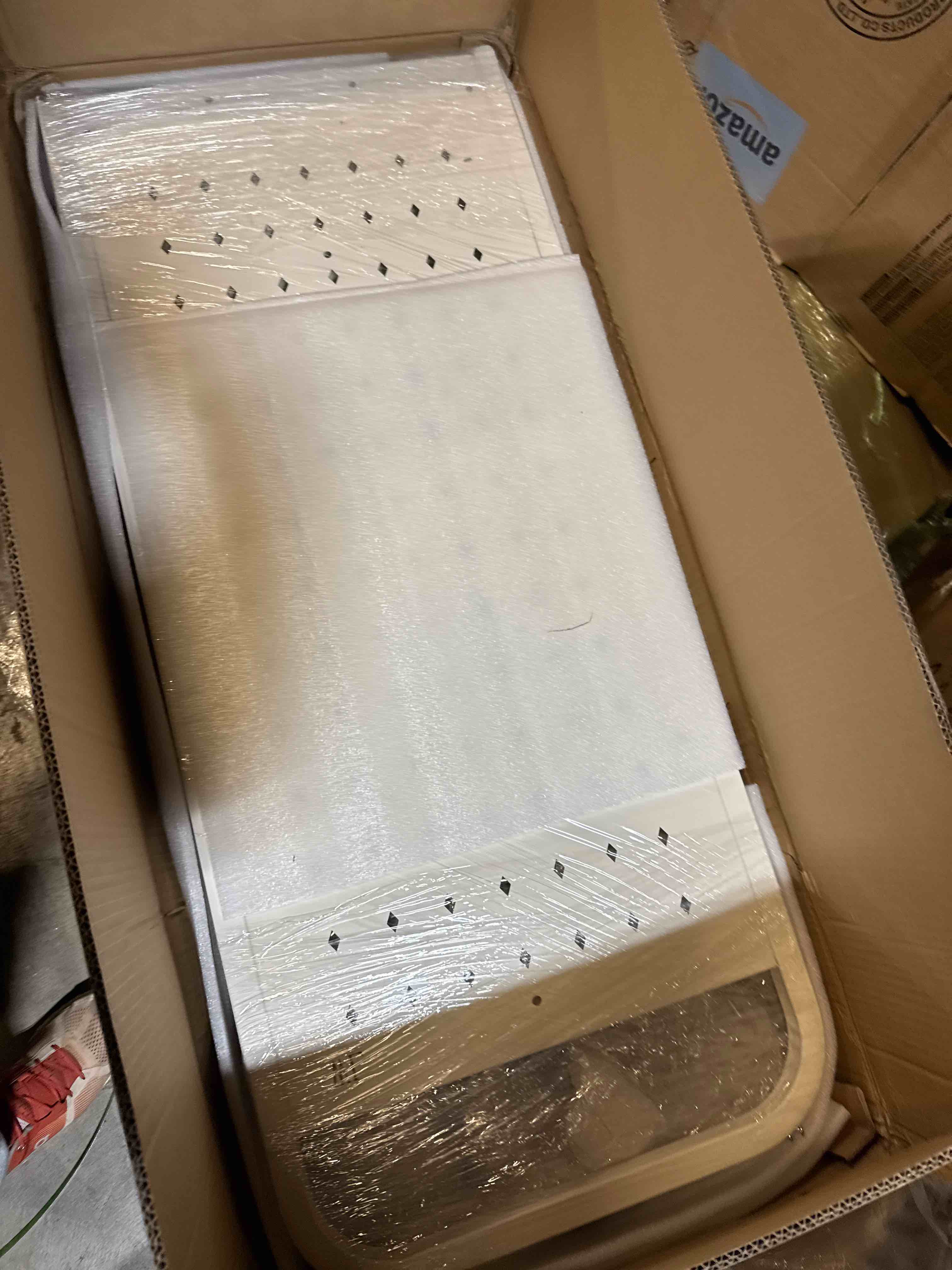 Condition photo showing New/Like New for VEVOR Rolling Library Book Cart, 330 lbs Capacity, 38.2 x 20.3 x 48.2-Inch Library Cart, Double Sided W-Shaped Shelves with 3-Inch Lockable Wheels, Book Truck for Home Shelves Office and School, White