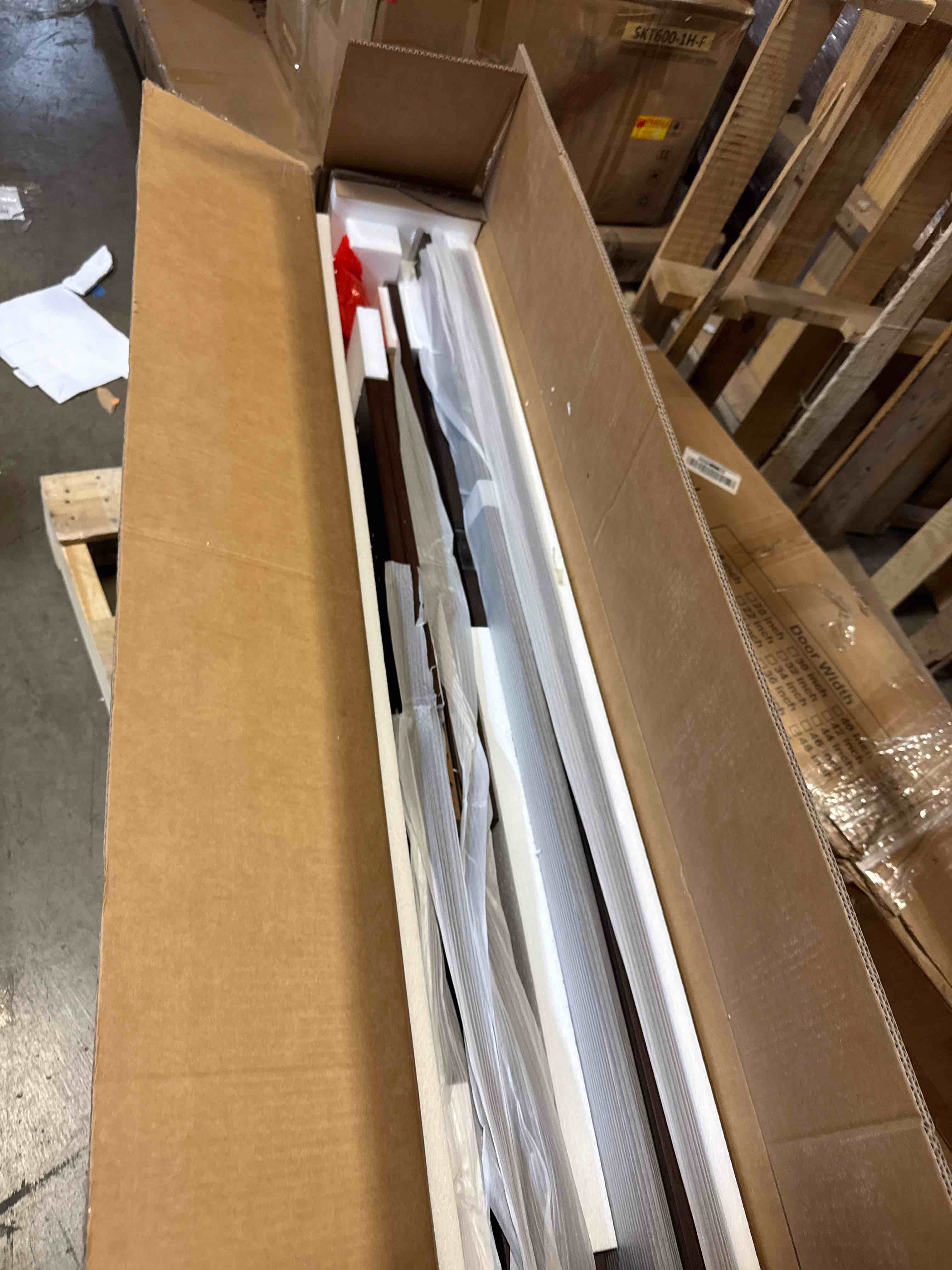 Condition photo showing New/Like New for Garvee 68 in Farmhouse TV Stand for TVs up to 75 in Entertainment Center with Open space for 36" Fireplace (2 Boxes TOTAL)