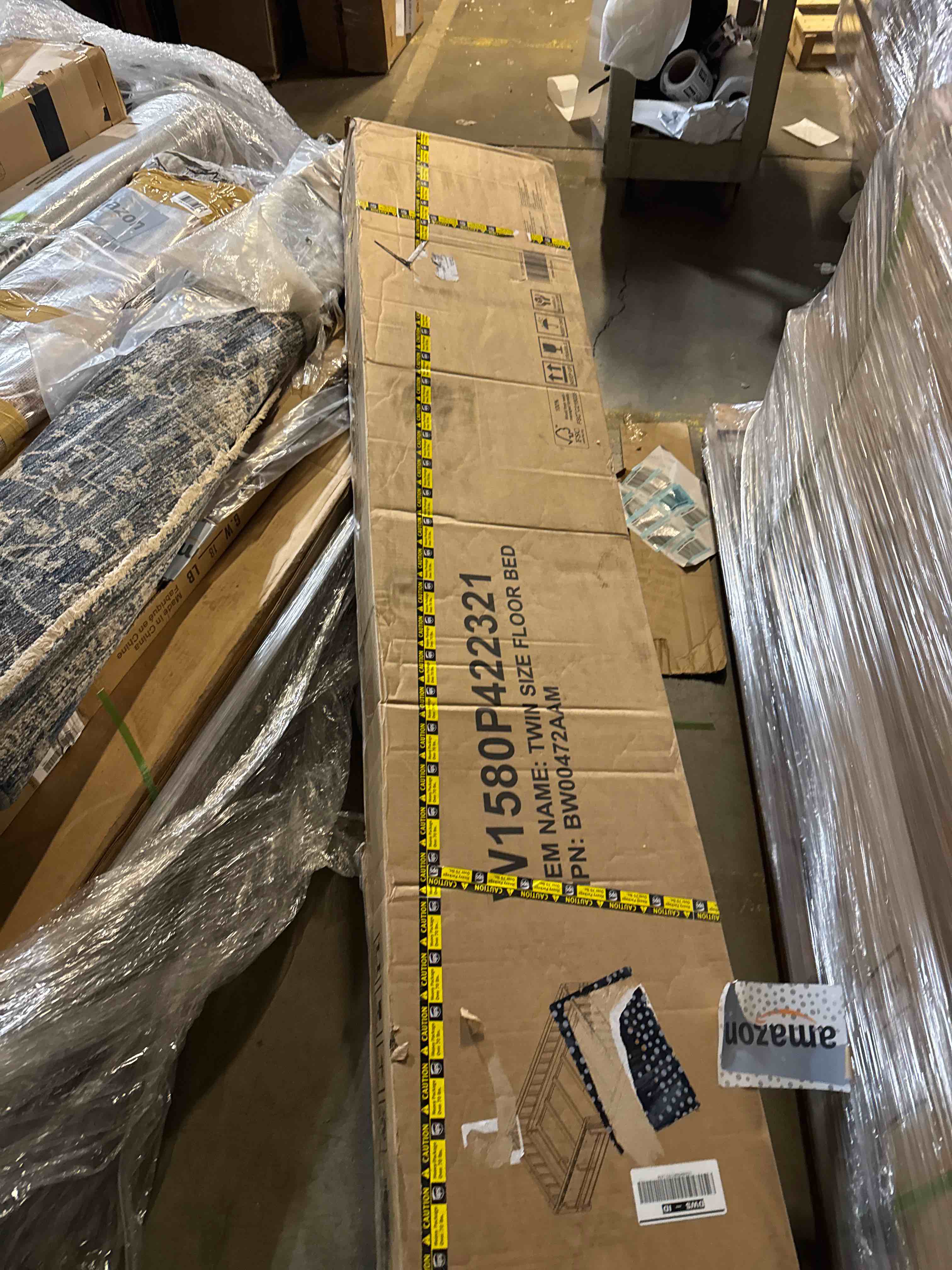 Condition photo showing New/Like New for GDFStudio - Modern Wooden Platform Bed with Guardrail and Storage Shelves ( Twin Size)