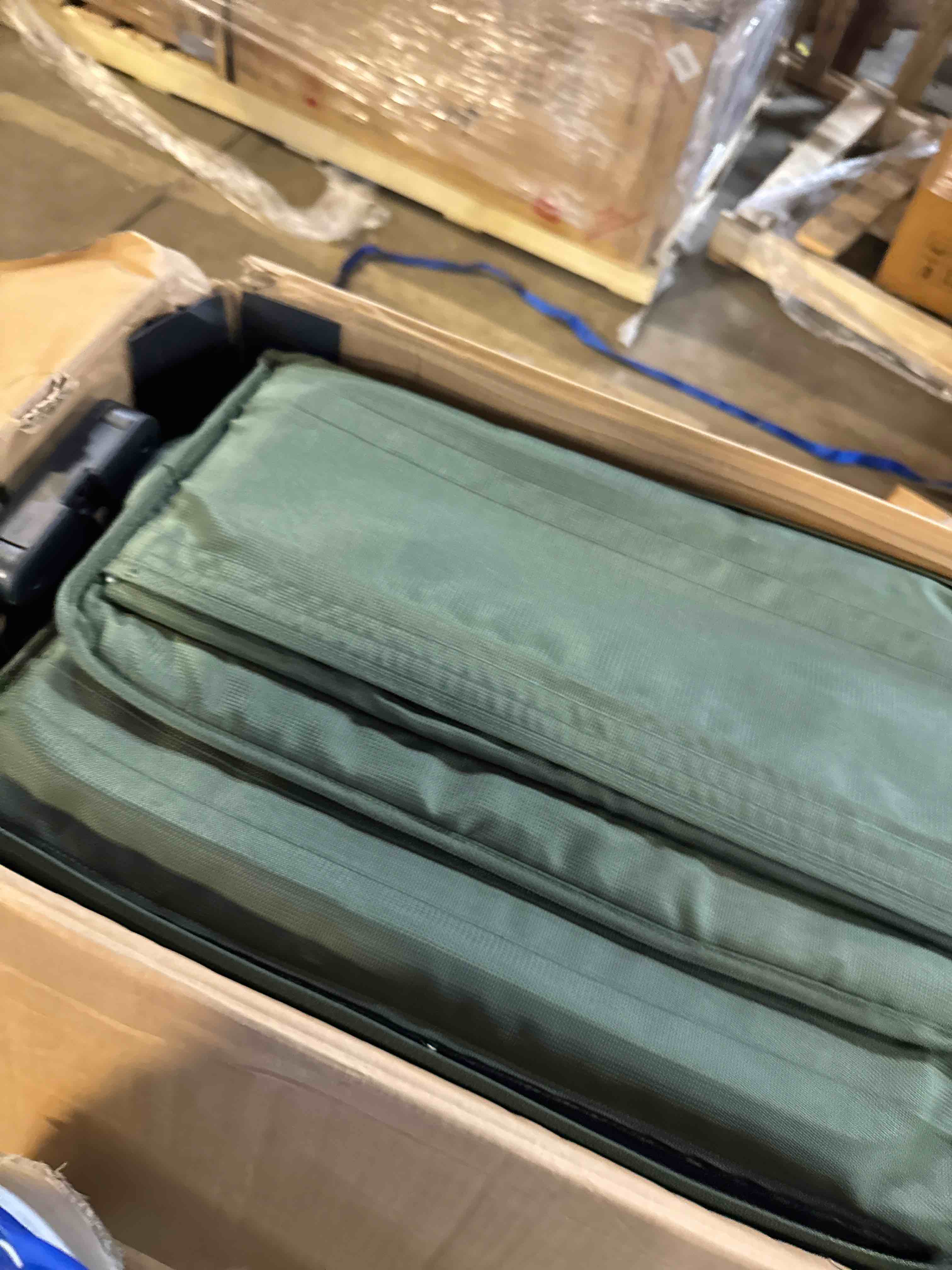 Condition photo showing New/Like New for delta children - jeep wrangler deluxe 4 seater stroller wagon - premium quad stroller wagon for 4 kids with convertible seats, adjustable push/pull handles, removable canopy & flat fold, black/green