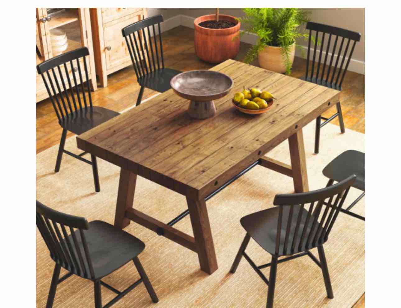 Guyou 59" Dining Table for 4-6 People, Farmhouse Rectangular Kitchen Table, Solid Wood Rustic Dinner Table for Dining Room Kitchen, Natural