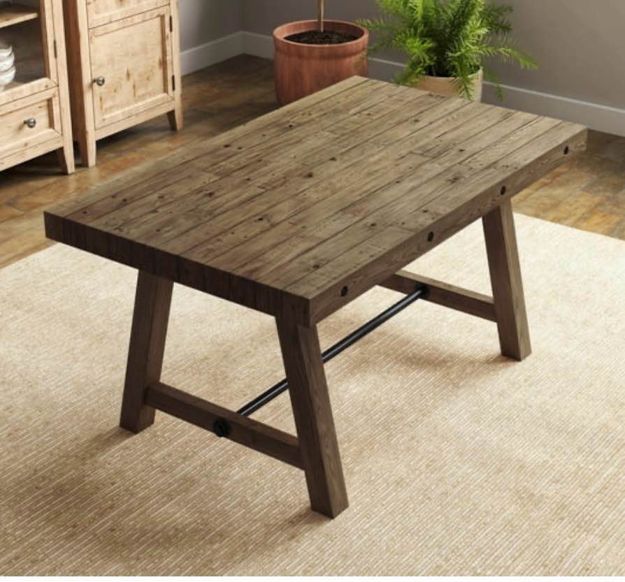Guyou 59" Dining Table for 4-6 People, Farmhouse Rectangular Kitchen Table, Solid Wood Rustic Dinner Table for Dining Room Kitchen, Natural ( TABLE ONLY)