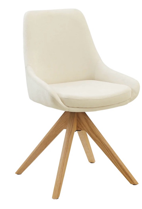 Art Pyramid Swivel Armless Office Desk Chair with Solid Oak Wood Legs Base and Fabric Upholstery