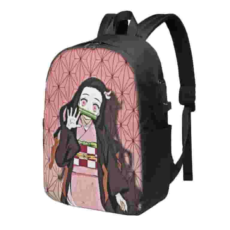 Kamado Nezuko 17 Inch Travel Backpack Casual Laptop Backpack With Usb Charging Port Daypack Bookbags