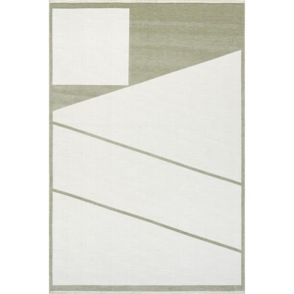 Murphy Machine Washable Reversible Green 7 ft. x 9 ft. Modern Area Rug