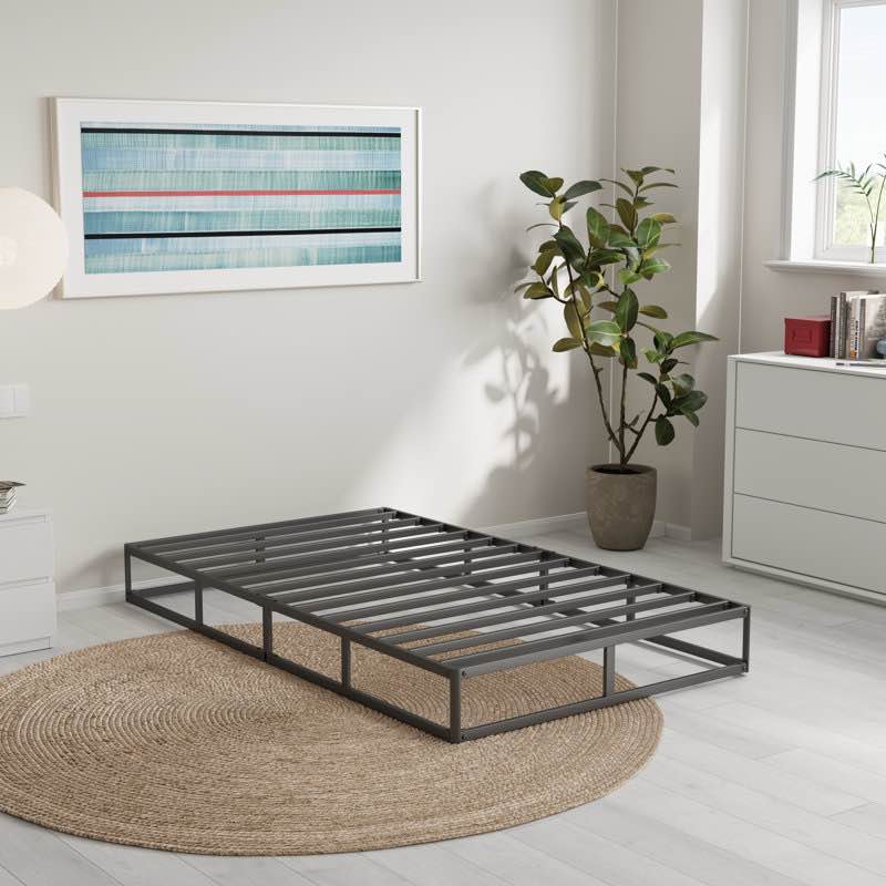 Likins 4 Inch Metal Box Spring with Frabric Cover, Easy Assembly twin