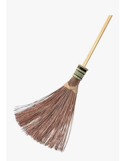 Garden Broom - Coconut Broom 55 Inch, Heavy Duty Sweeping Patio, House, Garage and Other Outdoor Spaces, Natural Coconut Leaf ( Has a broken piece shown in pictures)