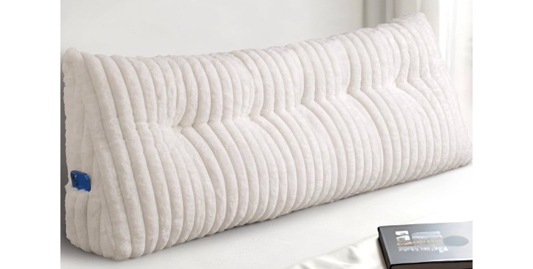 headboard pillow queen, triangular wedge pillow headboard queen, cushion headboards reading pillows, backrest pillows for sitting in bed or working with removable cover, beige