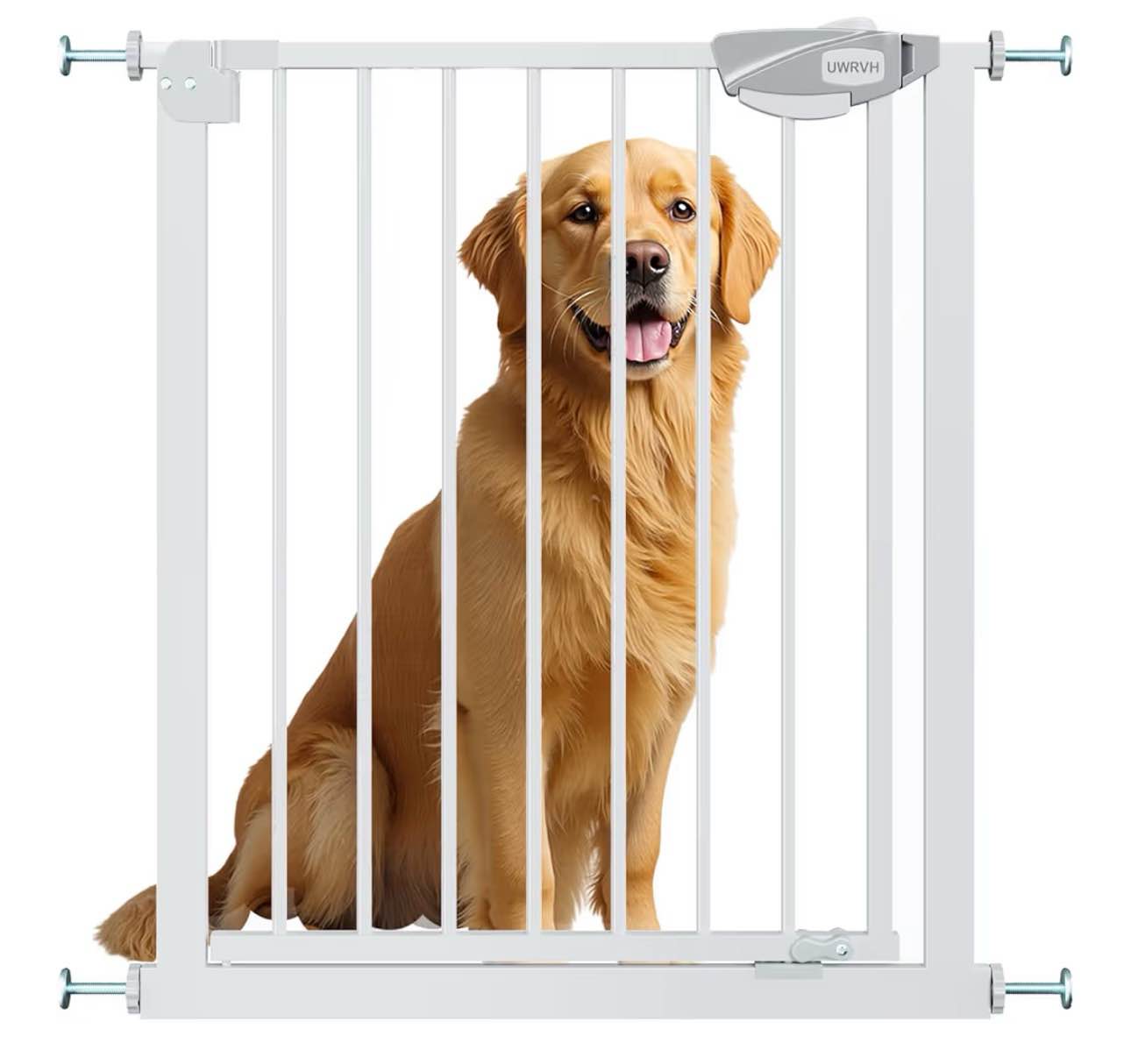 Auto-Close Baby Gate for Stairs & Doorways Dog Gate - Adjustable Steel Safety Gate with Dual Lock, Fits 29"-33" Wide, Pressure Mount No Drilling (White, 30-33" W x 30" H)