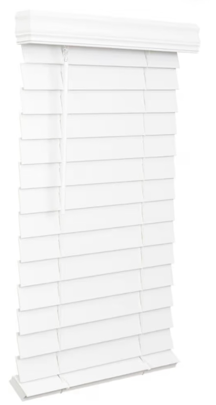 LOTUS & WINDOWARE 2.5-inch Cordless Faux Wood Blind, Plantation Style, 39" Wide x 72" Long, Smooth, Bright White – for Living Room, Bedroom, Interior Door Windows