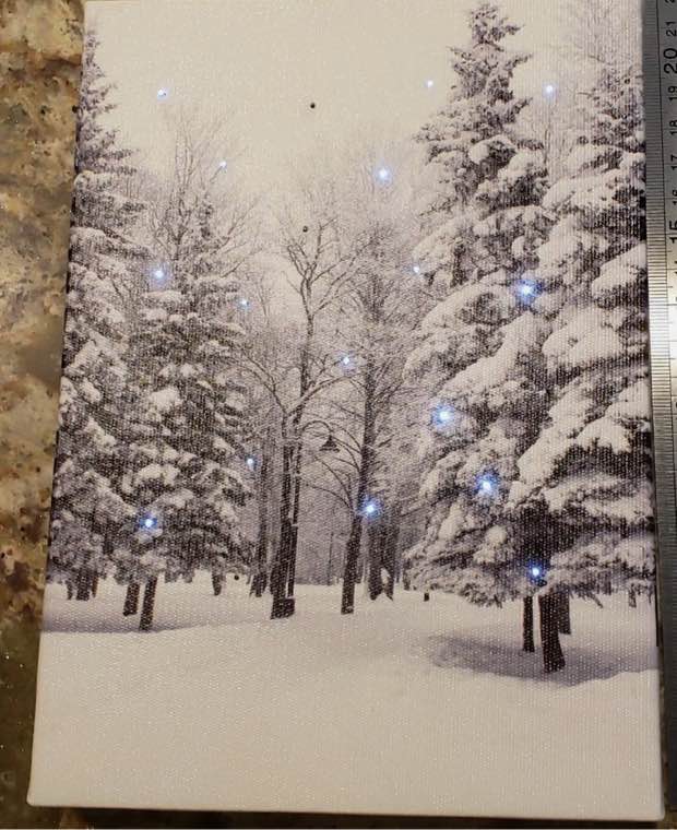 LED Canvas Print Snowy Winter Scene Light Up Wall Art 27 x 20