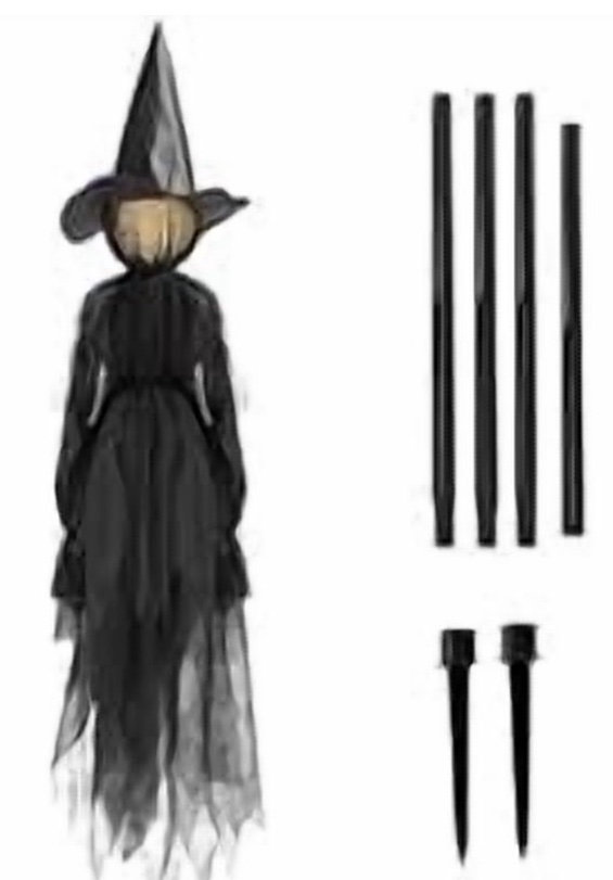 Life-Size 5ft Voice Activated Glowing Witch Halloween Decoration with Sound Sensor, Outdoor Yard Decor for Spooky Atmosphere