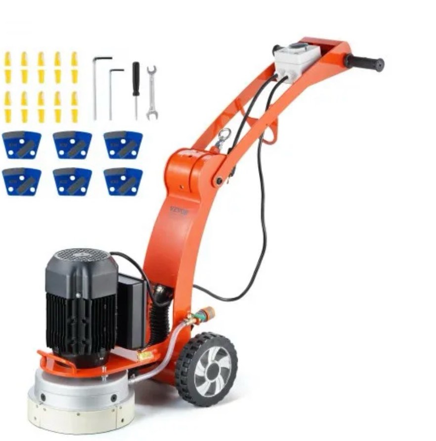 VEVOR Electric Concrete Floor Grinder 10" Walk-Behind Grinder 1.7HP Concrete Floor Polisher, 1300W Grinding Machine, 1720RPM Upgrade Brushless Motor Surfacing Grinder for Granite/Marble/Stones ( Looks new it's been slightly Used)