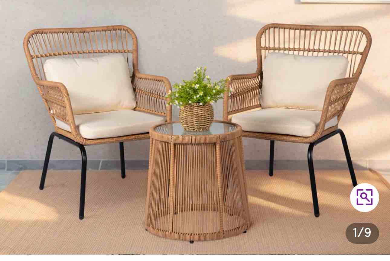 Dawna 2- Person Patio Conversation Set with Cushions ( Missing Table Glass)