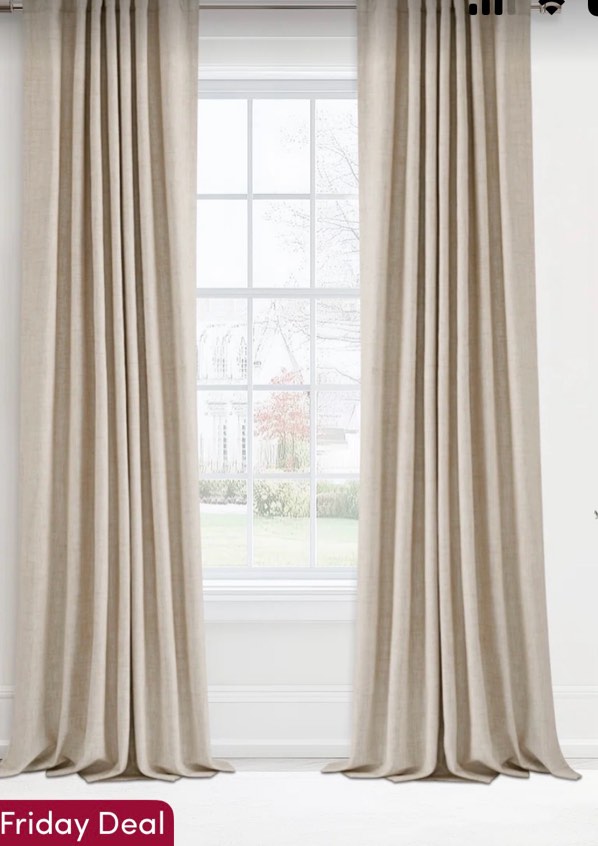 100% Blackout Linen Textured Curtains Solid Thermal Insulated Drapes For Bedroom