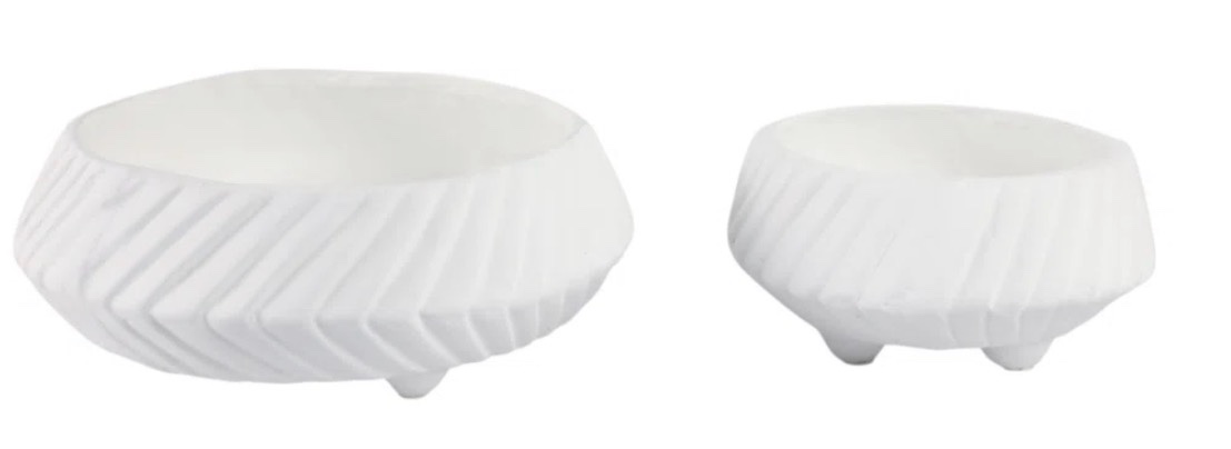 Stylish Footed Decorative Bowl with Rubbed Texture Modern Accent Bowls set of 2