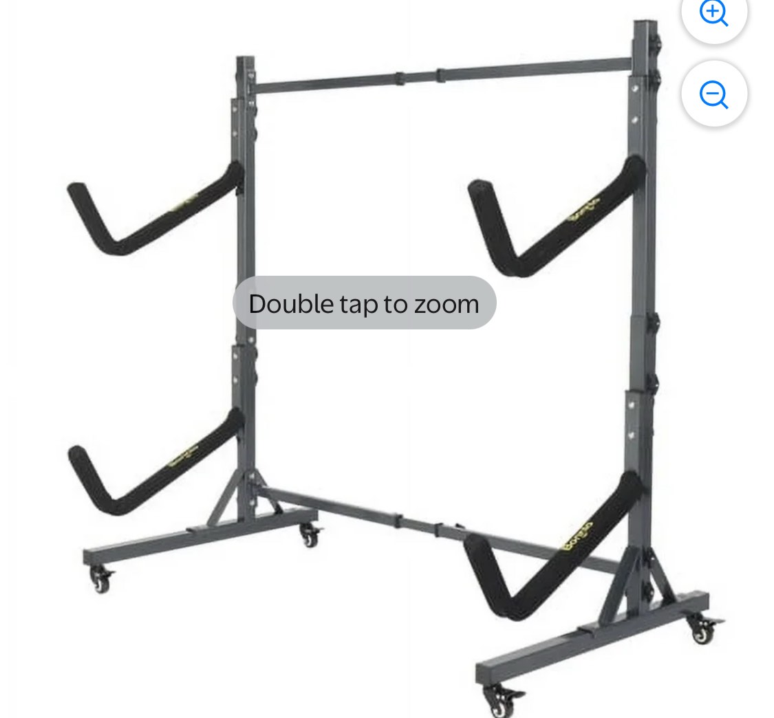 Bonnlo Kayak Stand Freestanding, Storage Rack for Two-Kayak, Canoe, Boat, Paddle Board, SUP, Surfboard for Indoor Outdoor Garage, Shed, Dock with Lockable Wheels Heavy Duty Holder