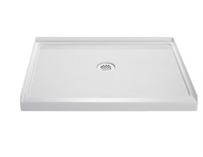 SlimLine 42 in.x 34 in.Single Threshold Alcove Shower Pan Base in White with Center Drain