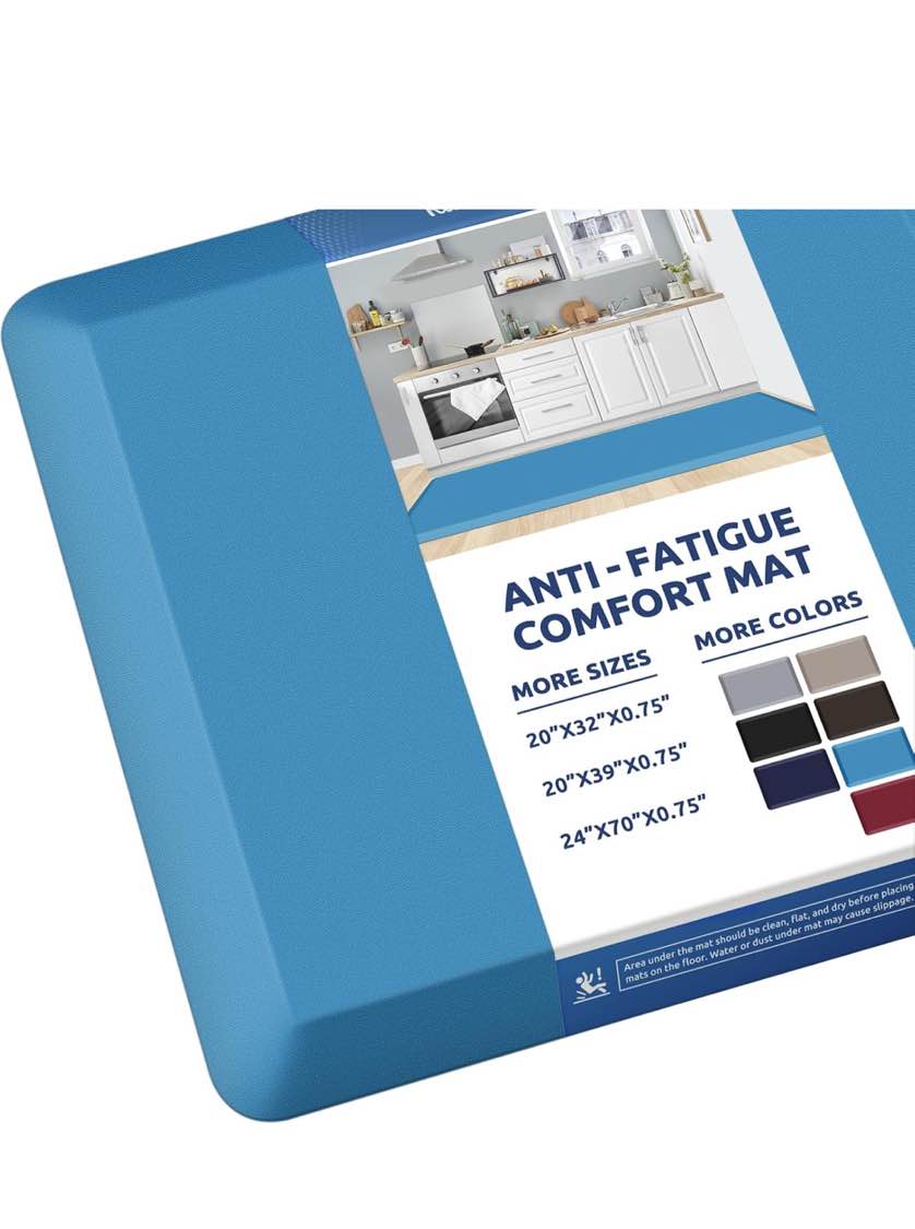 kitchenclouds kitchen mat cushioned anti fatigue rug 24"x70" waterproof, non slip, standing and comfort desk/floor mats for house sink office (green)