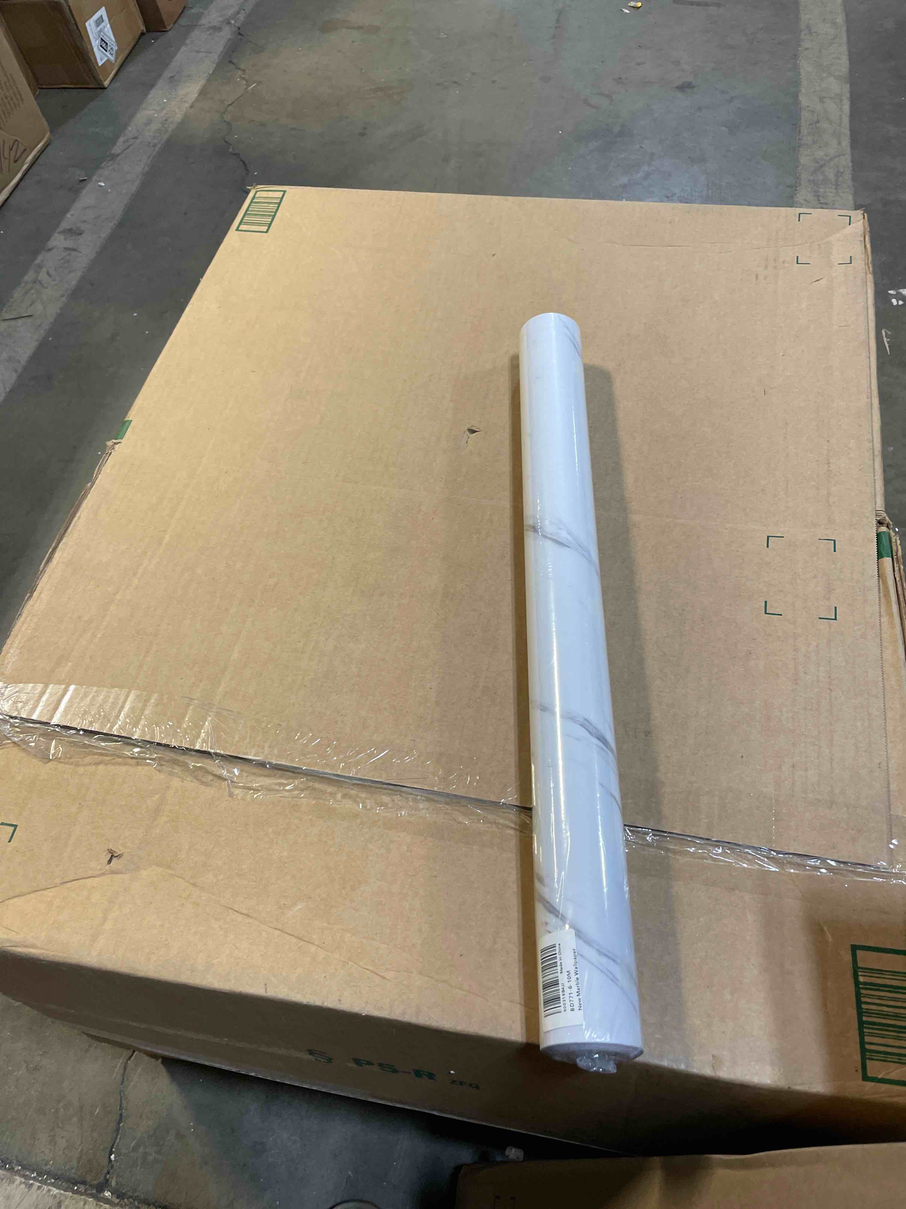 Condition photo showing New/Like New for Glossy Marble Paper Granite Gray/White Wallpaper Peel and Stick Wallpaper Self Adhesive Removable Wallpapers 23.6? ×393? Waterproof Countertop Paper for Cabinet Countertop Furniture Kitchen Viny Film