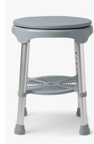 Medline Durable Aluminum Frame, Round Shower Stool, Gray, Supports up to 300lbs