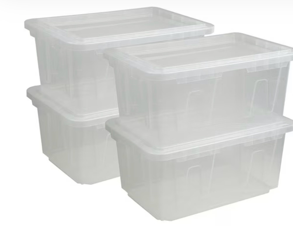 Member's Mark 60 Quart Clear Storage Tote, 17.2" D x 25.7" W x 12.0" H, 1 pack or 4 pack