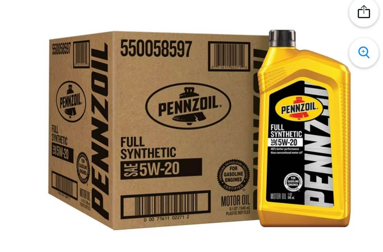 Pennzoil Full Synthetic 5W-20 Motor Oil 6 Pack/ 1 Quart Bottles