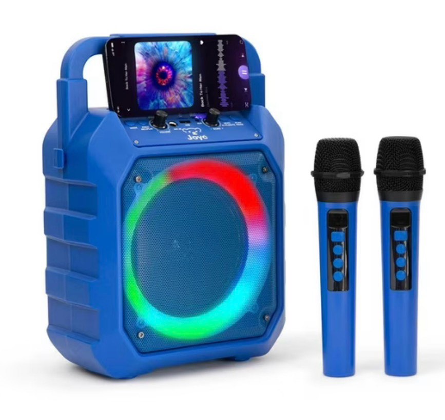JOYC Mic Drop Karaoke Machine with 2 Wireless Mics & RGB Lights, Choose Color