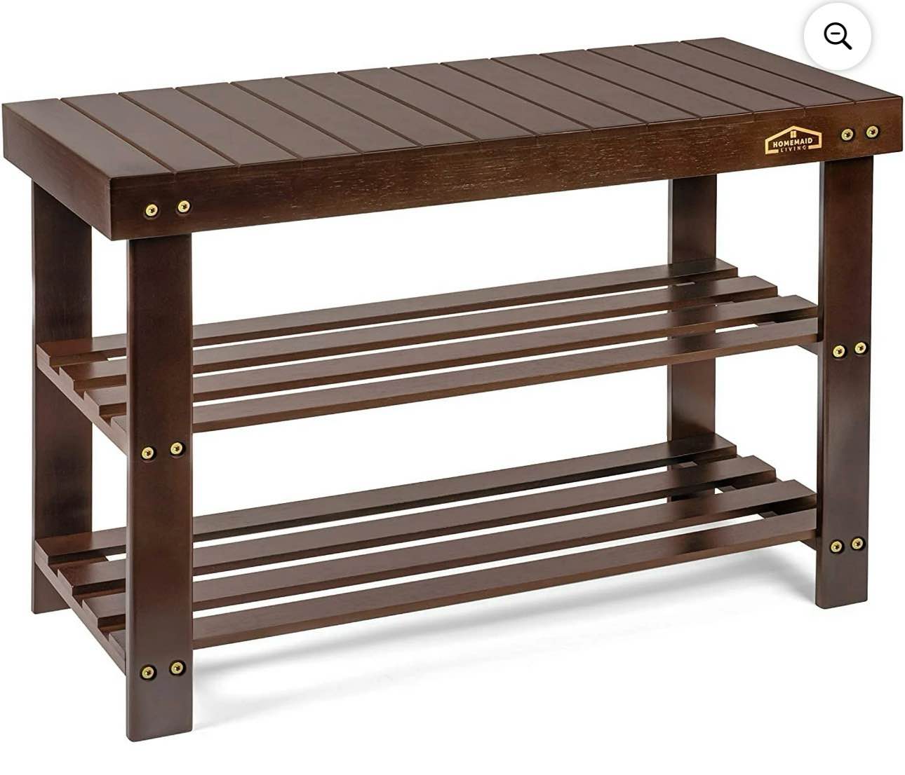 Homemaid Living Bamboo 3 Tier Shoe Rack Bench (Brown)