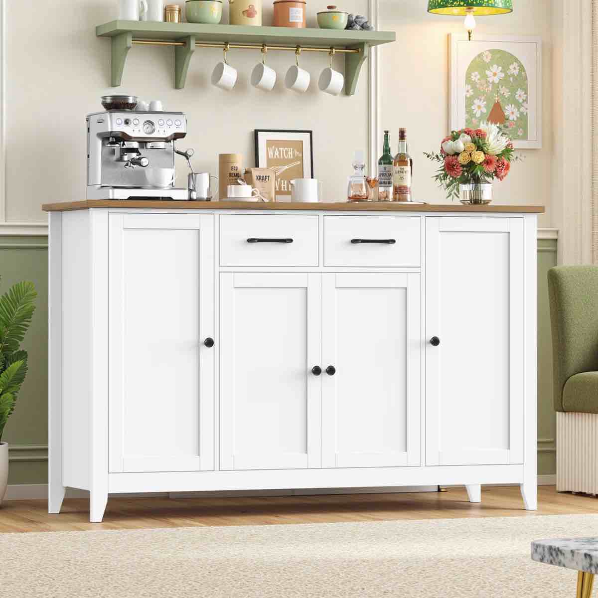 55.1'' Sideboard With 2 Drawers, Adjustable Shelves By Ophelia & Co.