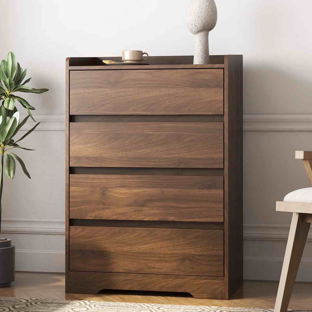 Maysa MDF Chest with 4 Drawers & Handle-Free Design By Ebern Designs