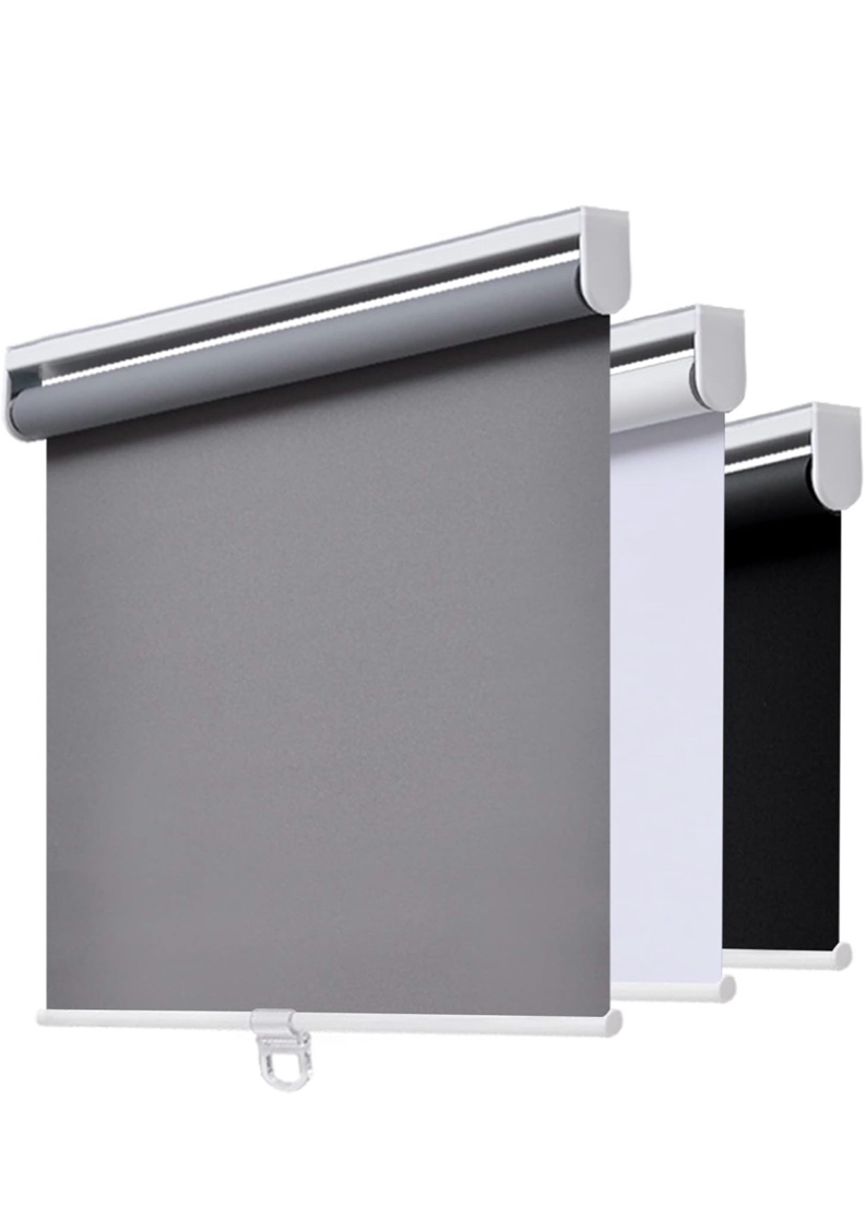 Cordless Roller Shades Blackout Blinds for Windows Room Darkening Rolled Up Shades with Spring System, UV Protection Window Shades Door Blinds for Home and Office (66" W x 72" H, Grey)