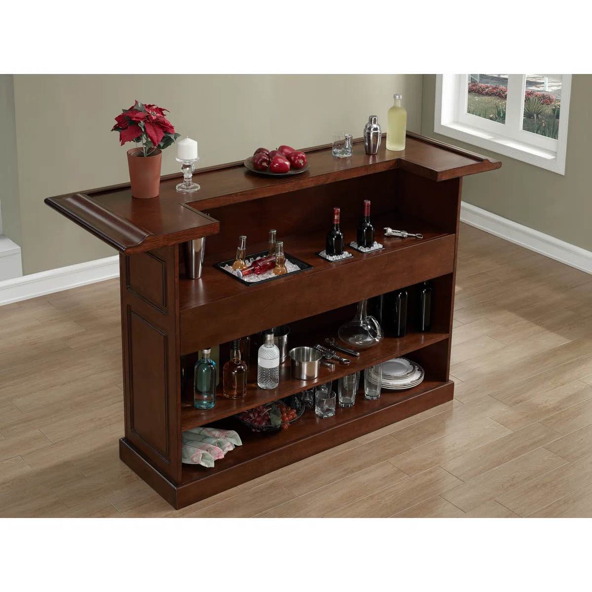 american heritage lexington solid wood home bar top , elegant poplar nosing english tudor style