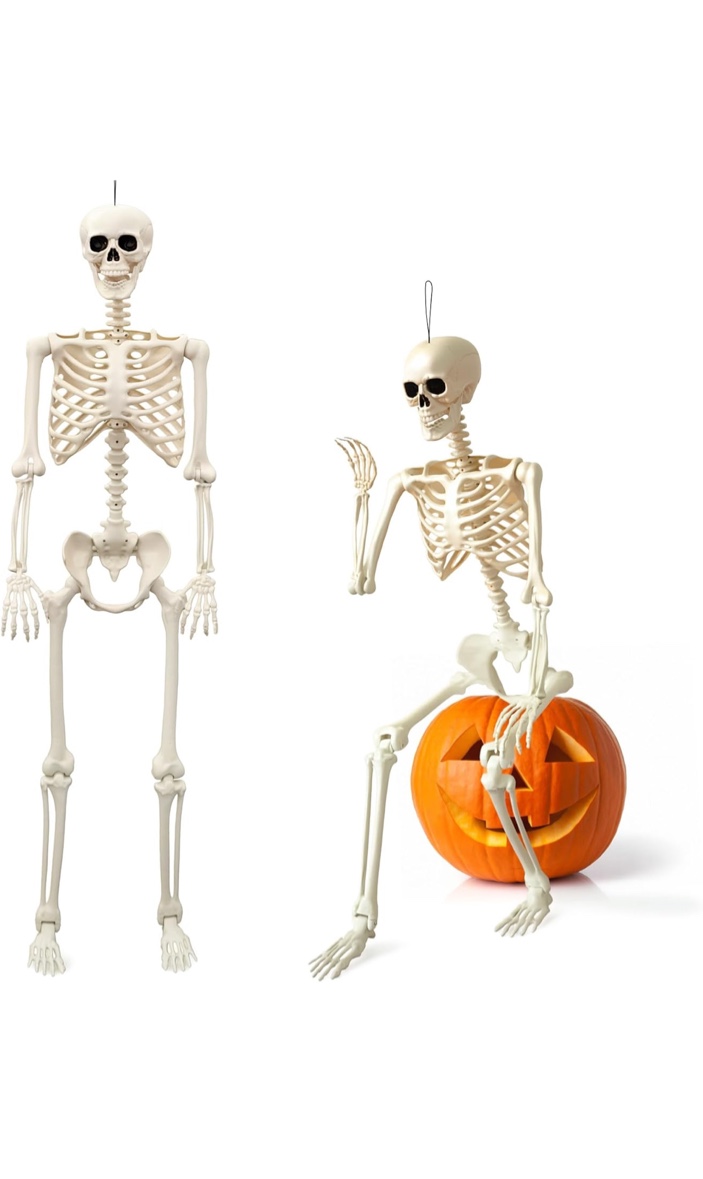 oceanite 2-Pack 5.4FT Skeleton Halloween Decoration, Life Size Posable Halloween Skeleton Decor with