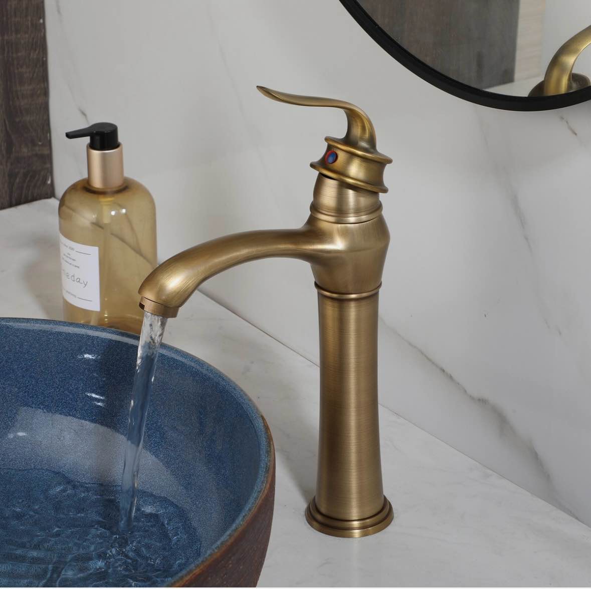 Ceramic Basin, Copper Faucet