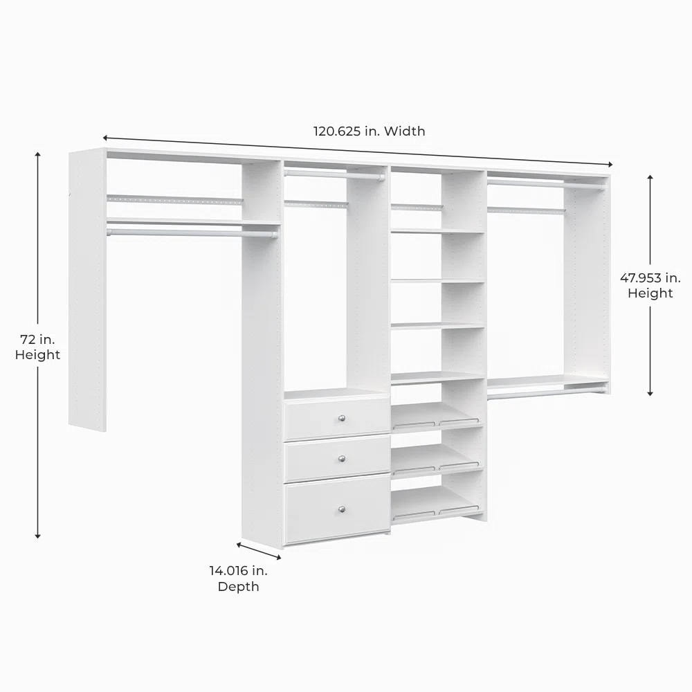 96'' - 120'' Closet System (Can Be Cut To Fit), Missing some components**