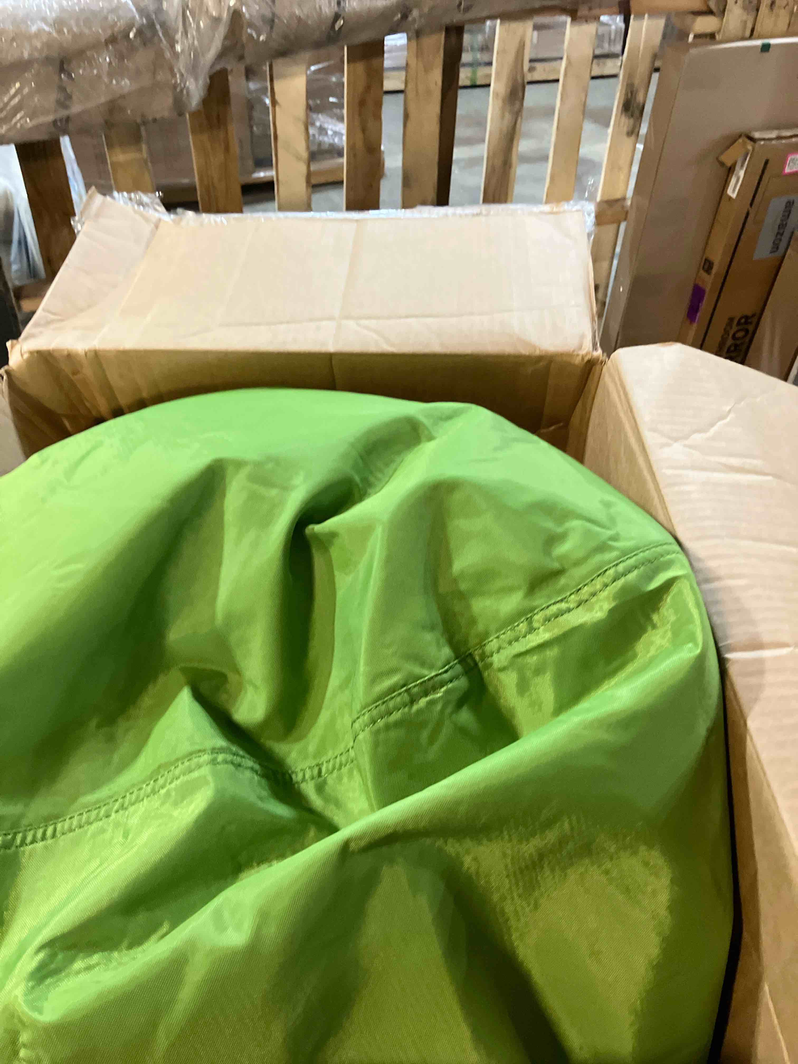 Condition photo showing Good Condition for Big Joe Classic Bean Bag Chair for Kids Bedroom and Reading Nook, Easy-Clean Spicy Lime, Durable Nylon Polyester Blend, 2 feet Refillable Spicy Lime Single Classic Beanbag