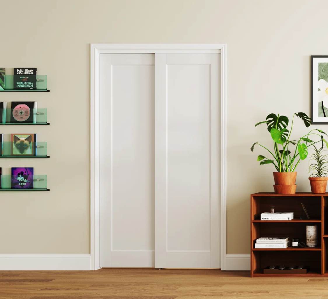 Sliding Closet Door - 1 Lite Solid Wood Design Prefinished Interior Sliding Door With Installation Hardware