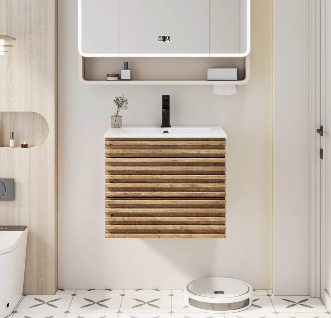 Marilyse 24" Wall Mounted Single Bathroom Vanity with Sink Top, Wood Tune, Faucet and Drain, EPA Certified ( incomplete sink not included)