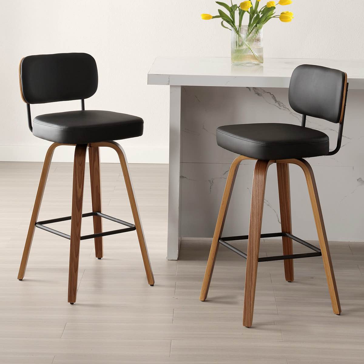 logreira swivel upholstered counter & bar height stool (set of 2)