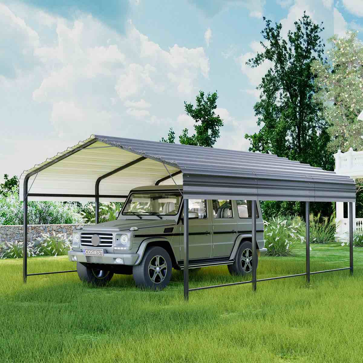 Heavy Duty Carport with Galvanized Steel Roof, Incomplete Set, BOX 1 of 3 ONLY