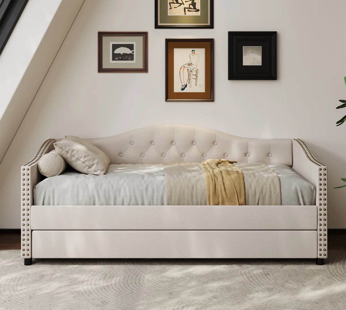 Kaevion Upholstered Daybed with Trundle ( incomplete box 2 of 2 only)