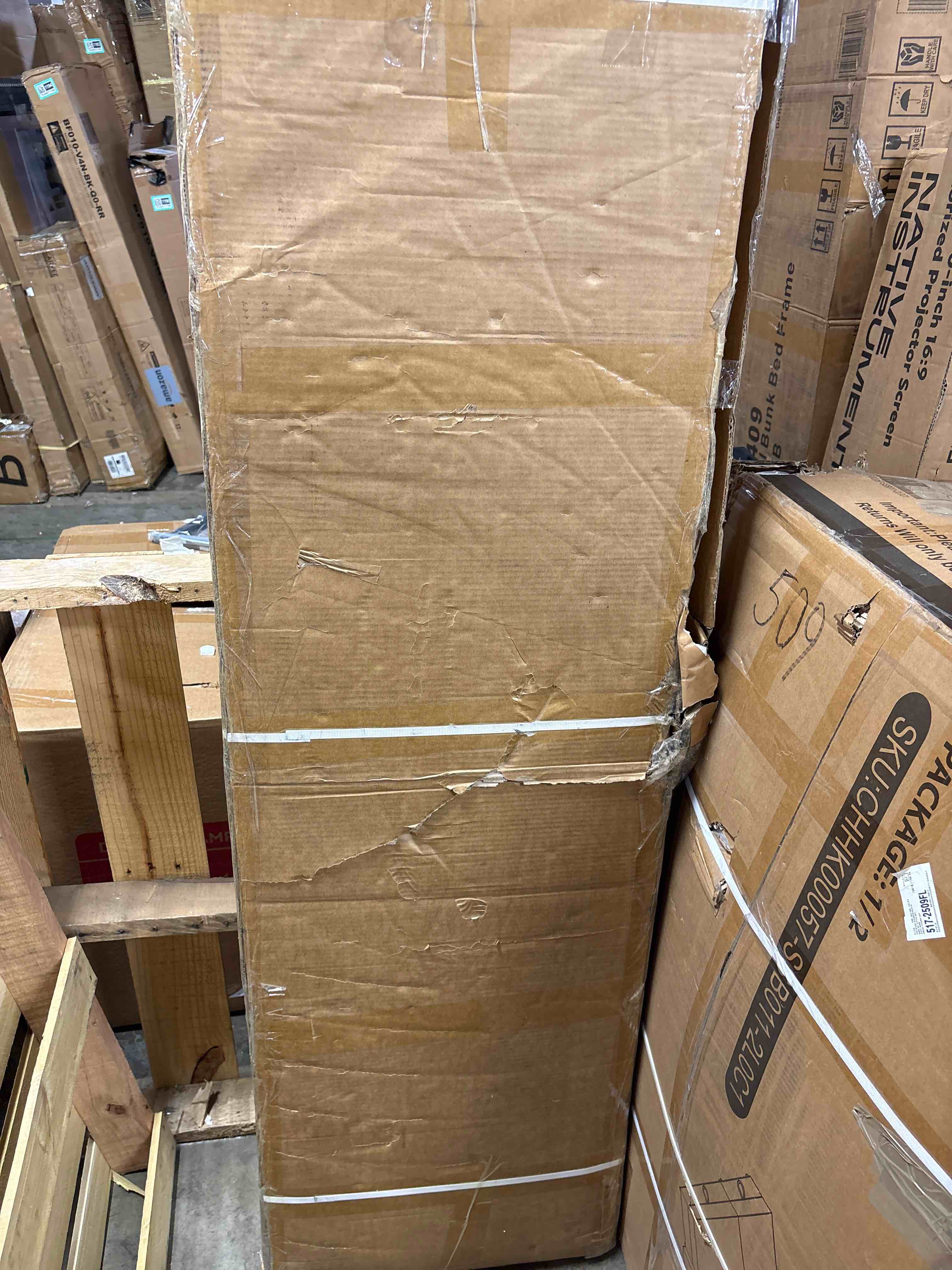 Condition photo showing Good Condition for Sideboard Buffet Cabinet With 4 Doors & 5 Storage Spaces, 63" Coffee Bar Cabinet With Faux Marble Top, Modern Kitchen Storage Cabinet For Living Room Dining Room, Natural Oak, BOX A ONLY*