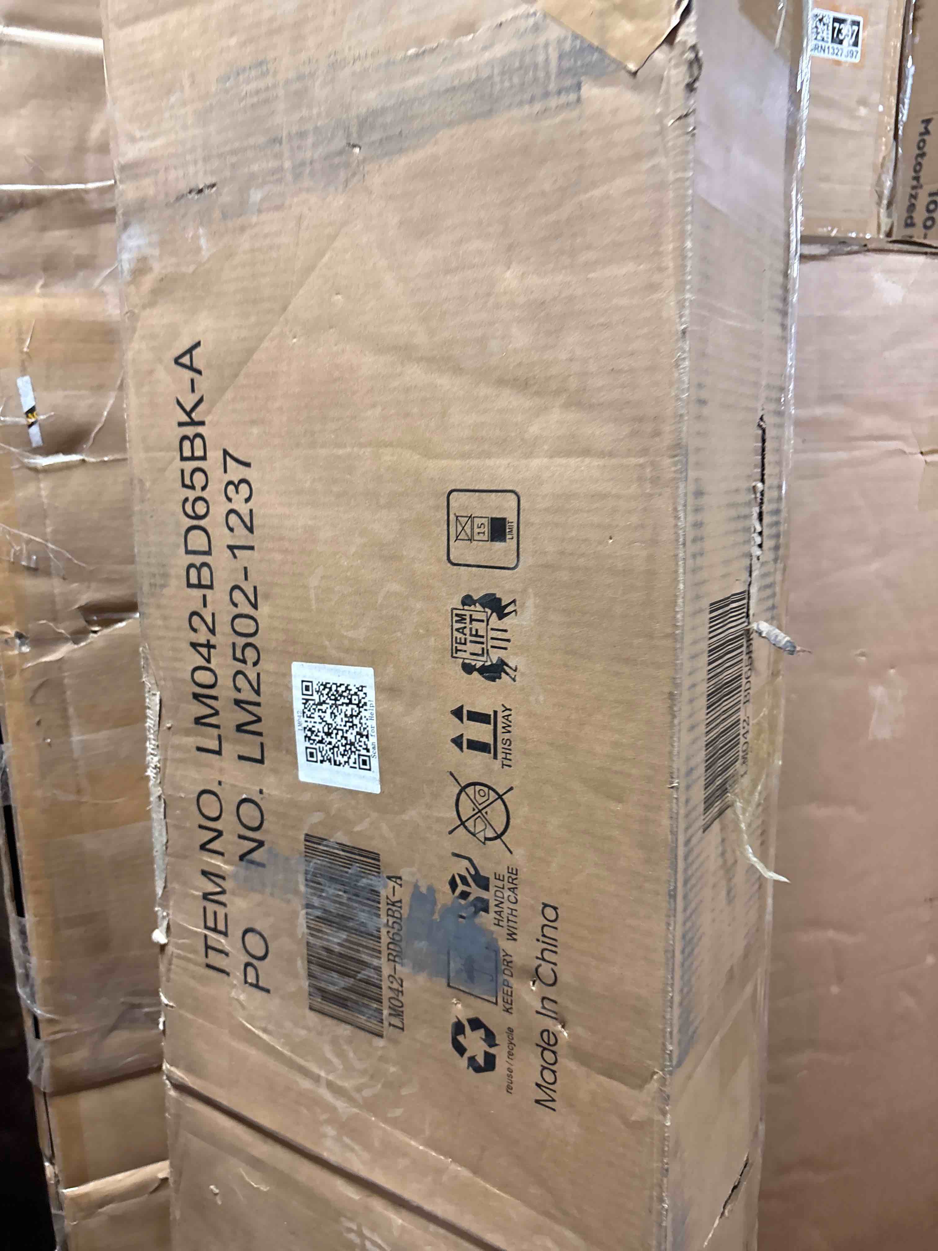 Condition photo showing Good Condition for Farmhouse Queen Platform Bed with Storage and Headboard, Wood Platform Bed Frame with Charging Station and Drawers, No Box Spring Needed