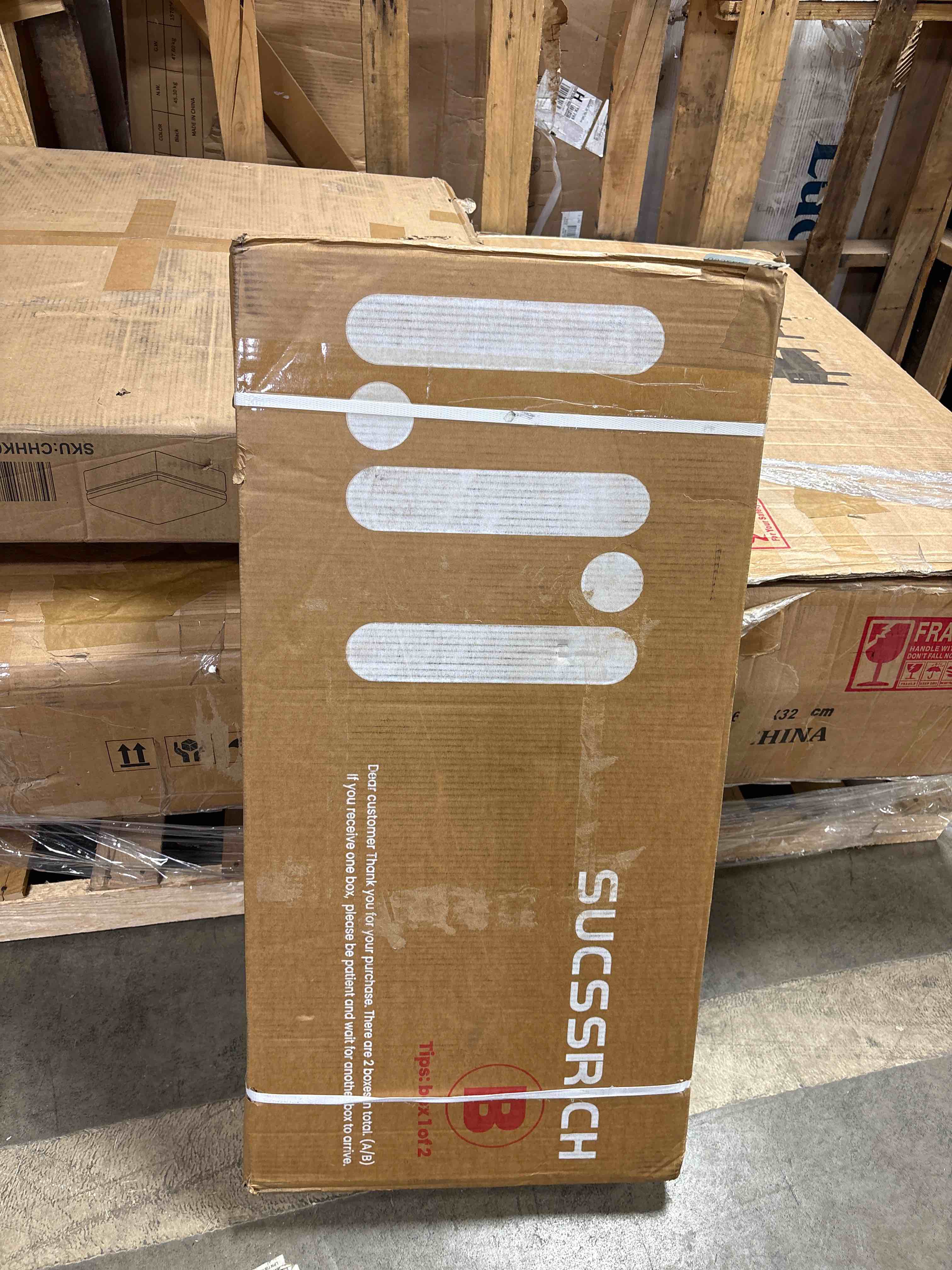 Condition photo showing Good Condition for Sideboard Buffet Cabinet With 4 Doors & 5 Storage Spaces, 63" Coffee Bar Cabinet With Faux Marble Top, Modern Kitchen Storage Cabinet For Living Room Dining Room, BOX 1 OF 2 ONLY*